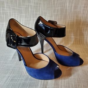 JOAN & DAVID Vero Cuoio Patent Leather and Suede Color Blocked Heels